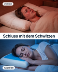 Schluss mit dem Schwitzen – kühlendes Gel-Kopfkissen, Vorher-Nachher